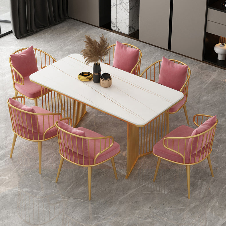 Scandinavian Sintered Stone Dining Room Furniture with Double Pedestal Table Dining Table Sets