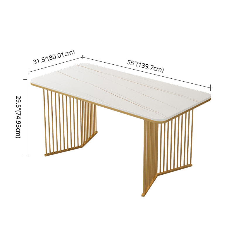 Scandinavian Sintered Stone Dining Room Furniture with Double Pedestal Table Dining Table Sets