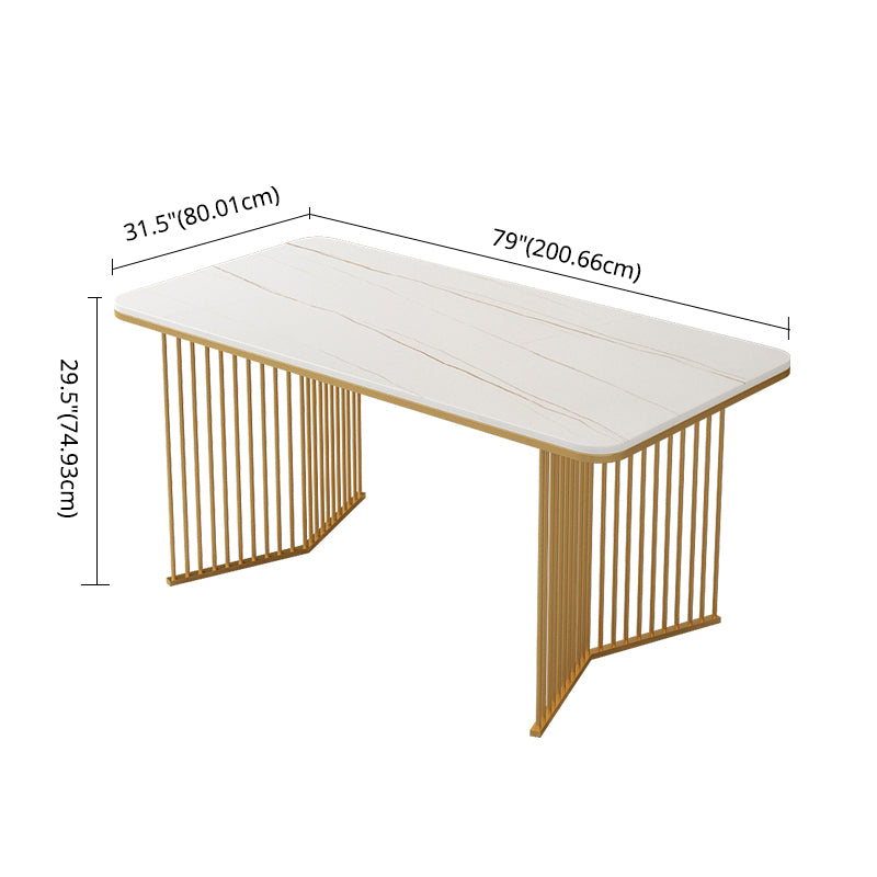 Scandinavian Sintered Stone Dining Room Furniture with Double Pedestal Table Dining Table Sets