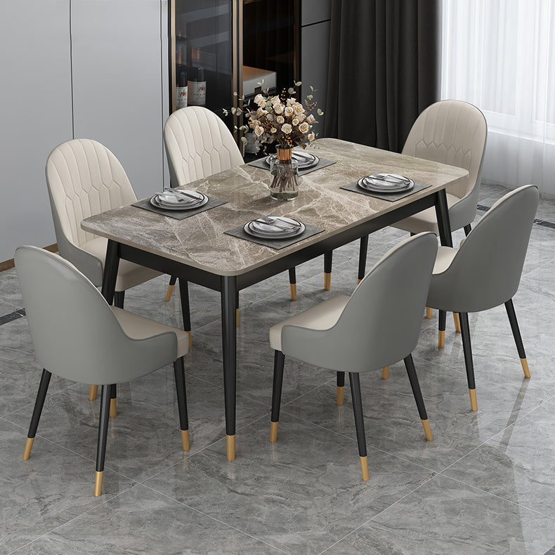 Rectangle Contemporary Style Dining Room Set Sintered Stone Dining Furniture Set with 4 Legs Table