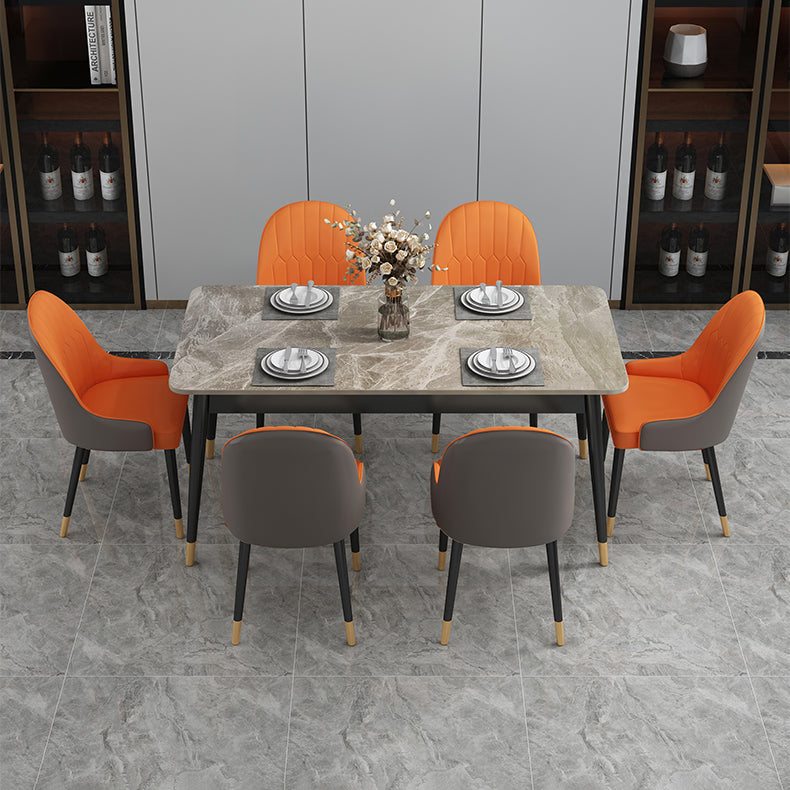 Rectangle Contemporary Style Dining Room Set Sintered Stone Dining Furniture Set with 4 Legs Table