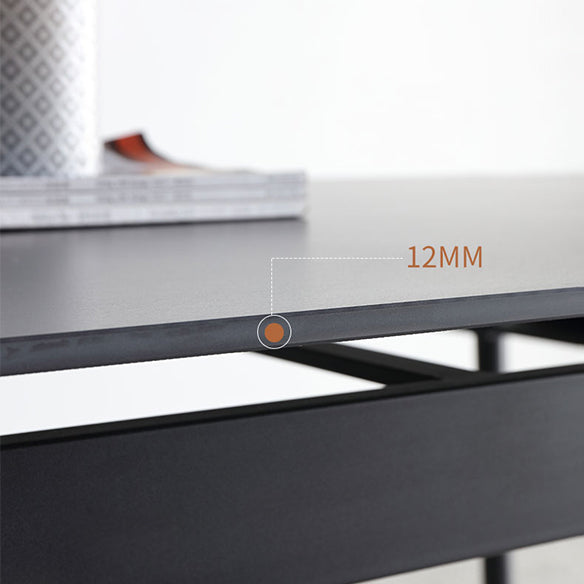 Contemporary Style Sintered Stone Dining Table with Black Fixed Table and 4 Legs Base