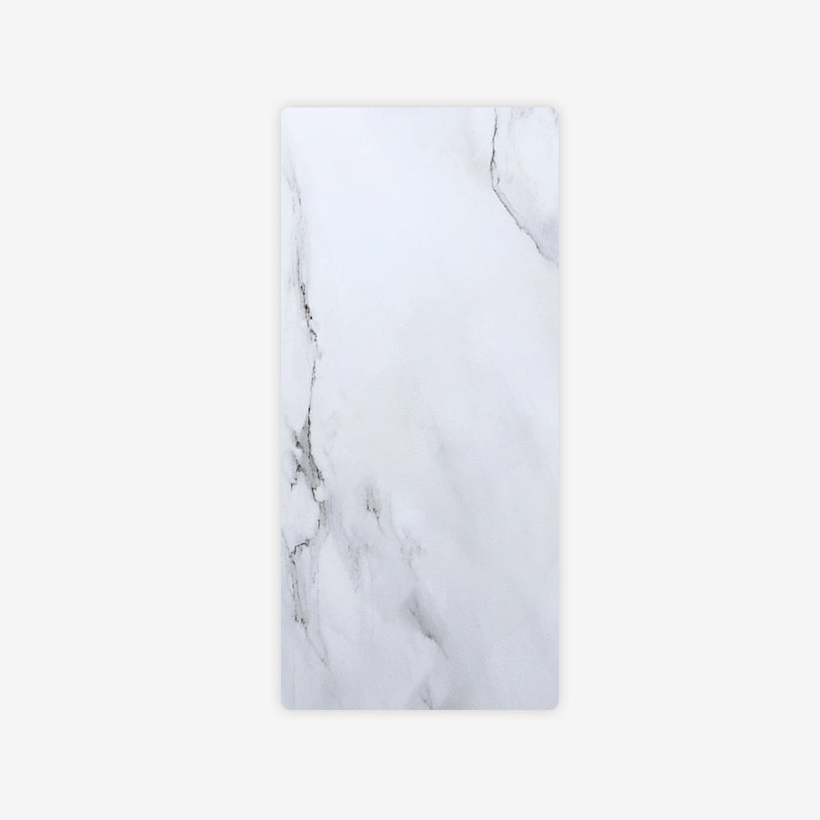 Contemporary Style Sintered Stone Dining Table with White Fixed Table and Gold Trestle Base