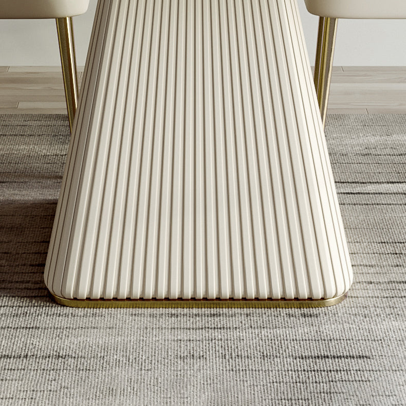 Mesa de comedor de piedra sinterizada de estilo contemporáneo con mesa fija blanca y base de pedestal