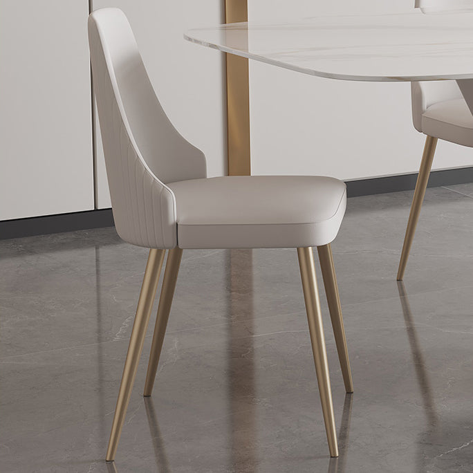 Zeitgenössischer Stil Sintered Stone Esstisch mit weißem festem Tisch und Trestle -Basis