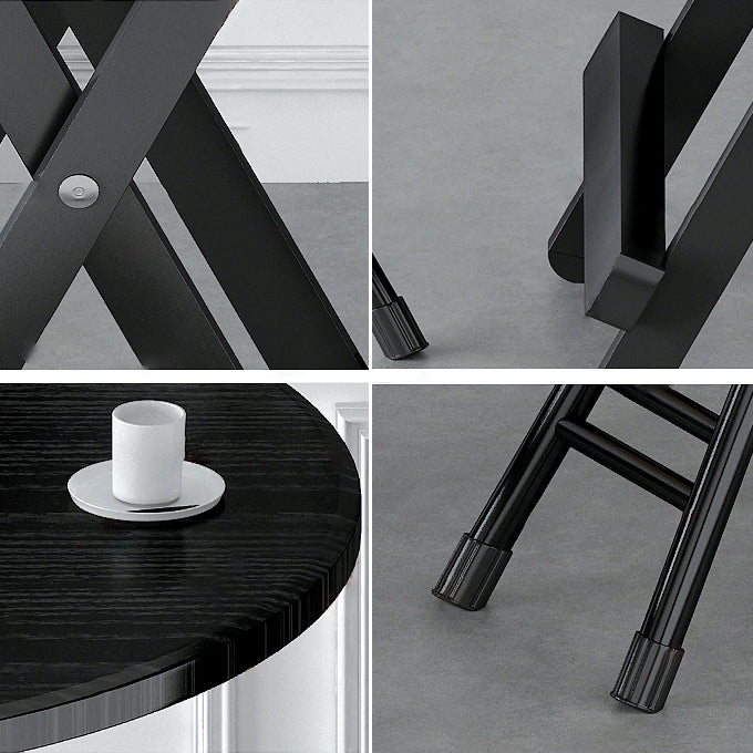 Contemporary Style Traditional Height Dining Set with Black Folding Table and Chairs