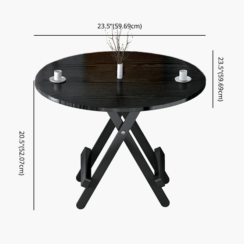 Contemporary Style Traditional Height Dining Set with Black Folding Table and Chairs