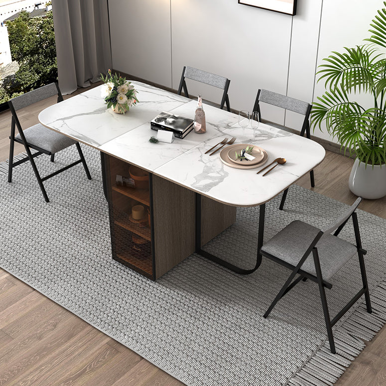 Modern Style Traditional Height Dining Set with Drop Leaf Table and Trestle Base