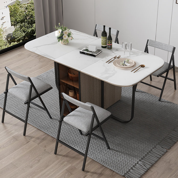 Modern Style Traditional Height Dining Set with Drop Leaf Table and Trestle Base