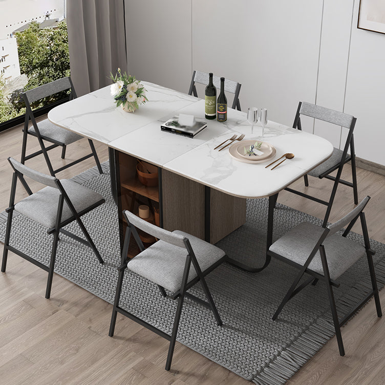 Modern Style Traditional Height Dining Set with Drop Leaf Table and Trestle Base