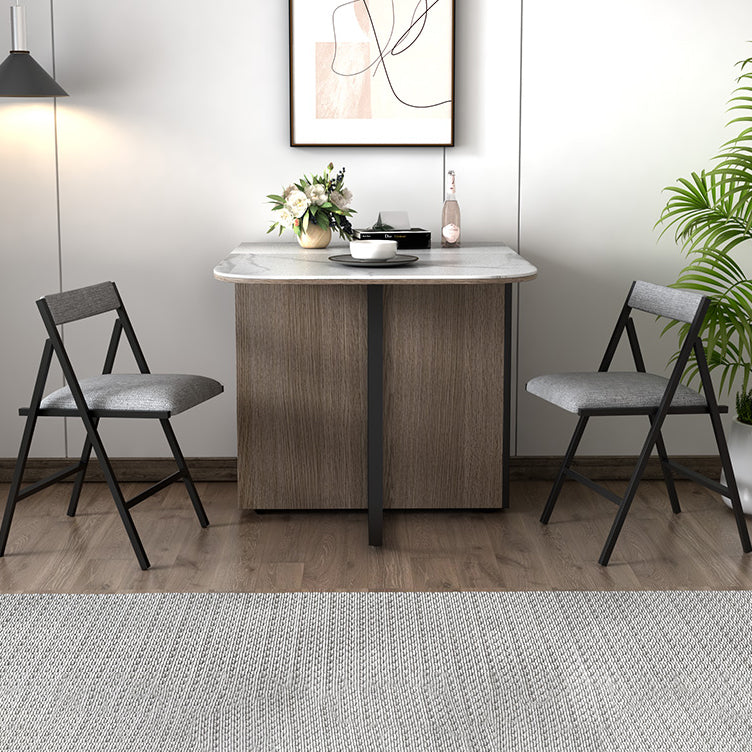 Modern Style Traditional Height Dining Set with Drop Leaf Table and Trestle Base