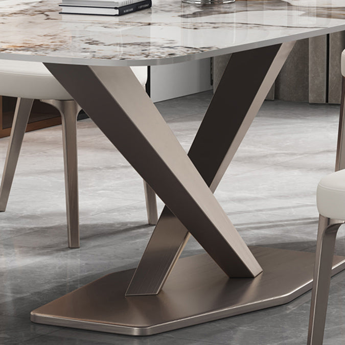 Dining Room Set Contemporary with Sintered Stone Dining Table and Cushion Chairs