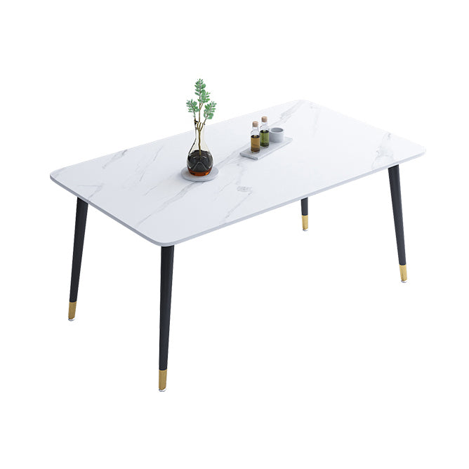 Minimalist Style Dining Set with Rectangle Shape Table and Upholstered Chairs