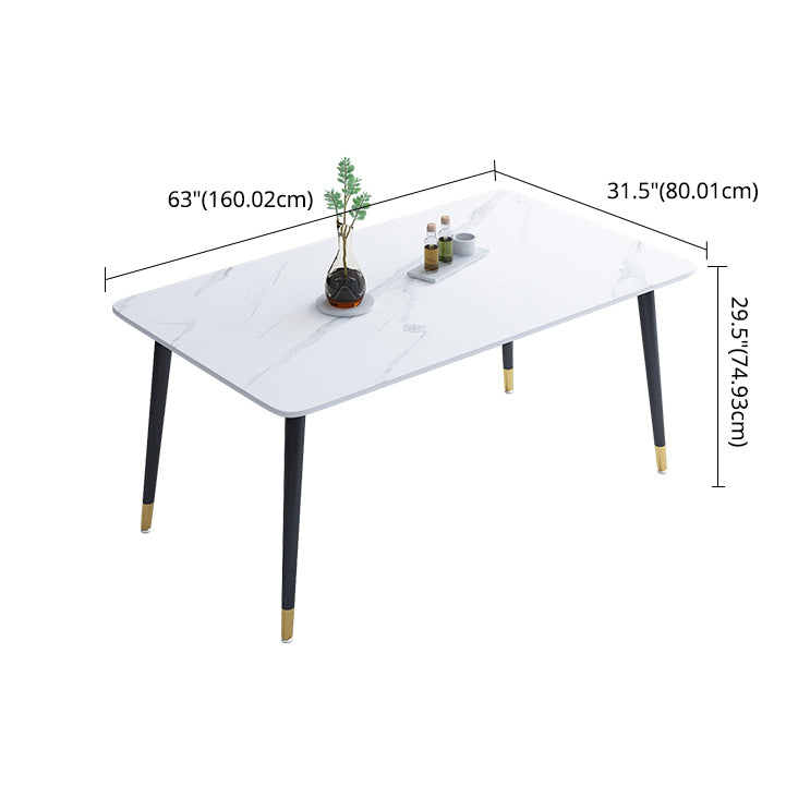 Minimalist Style Dining Set with Rectangle Shape Table and Upholstered Chairs
