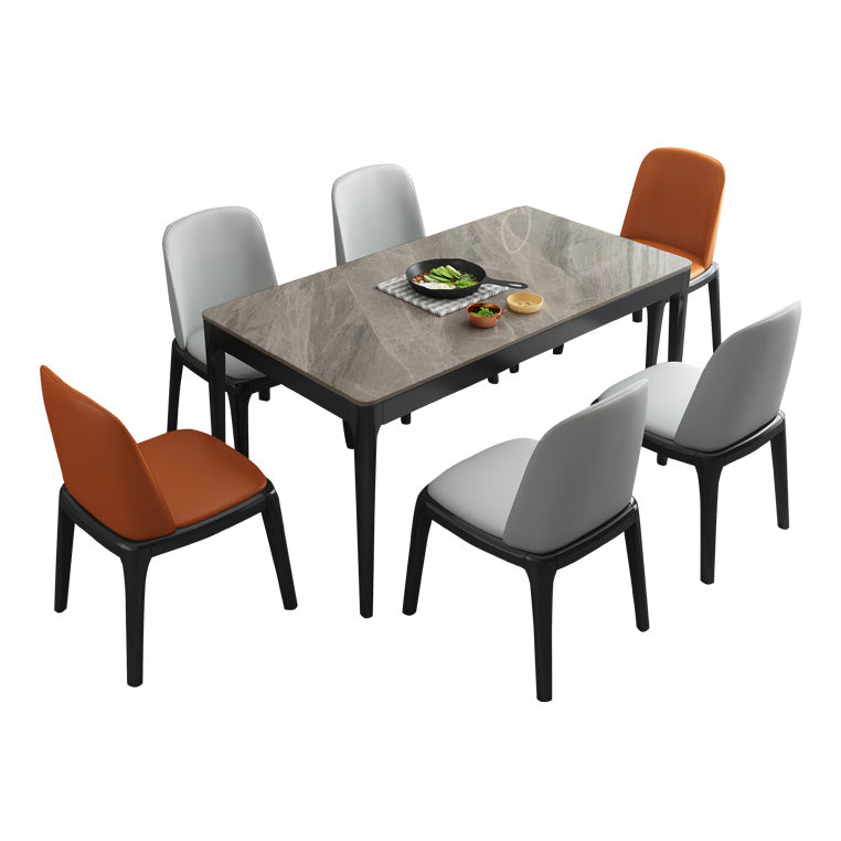 Dining Table Sets Contemporary with Sintered Stone Table and Cushion Chairs