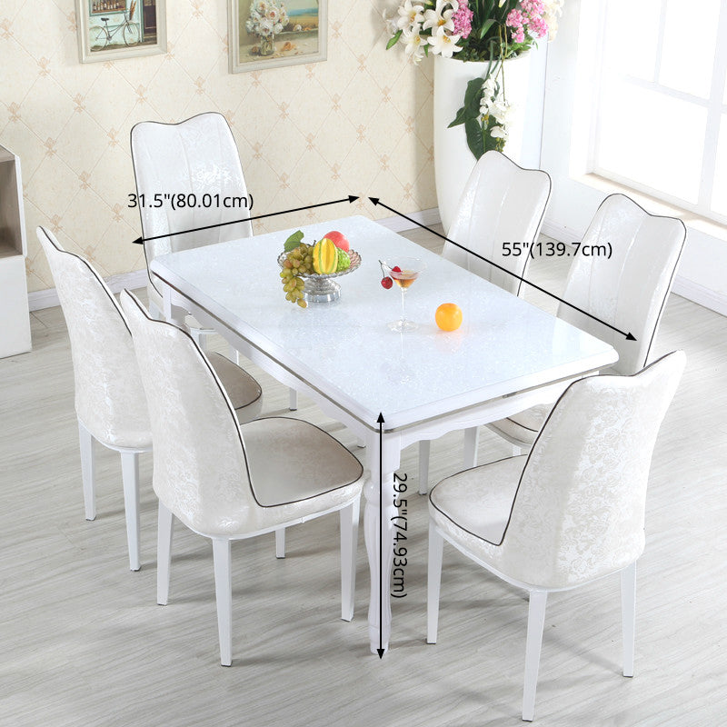 Dining Room Set Contemporary with Tempered Glass Dining Table and Cushion Chairs