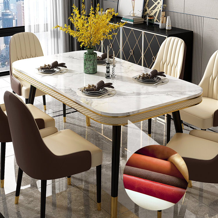 Contemporary Dining Table Sets with Sintered Stone Table and Cushion Chairs