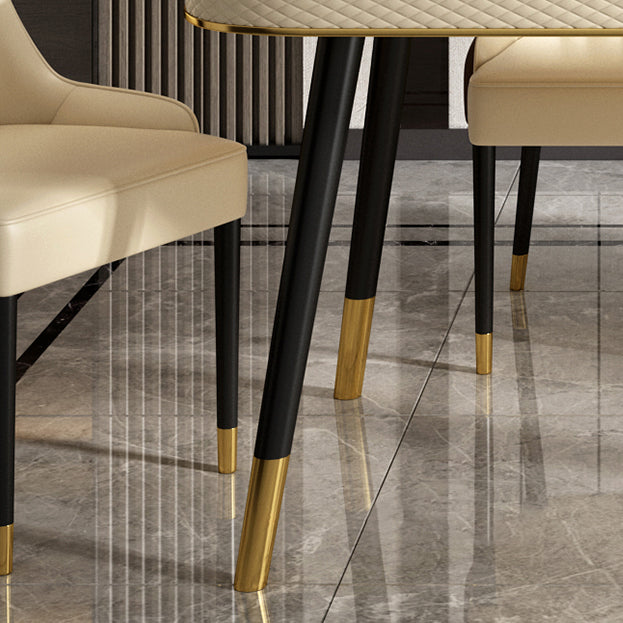 Contemporary Dining Table Sets with Sintered Stone Table and Cushion Chairs