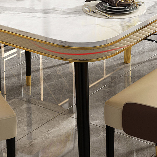 Contemporary Dining Table Sets with Sintered Stone Table and Cushion Chairs