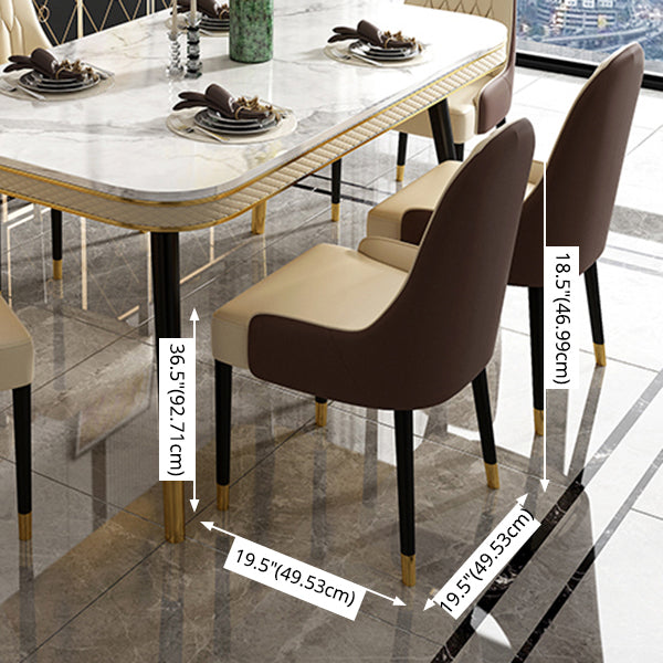 Contemporary Dining Table Sets with Sintered Stone Table and Cushion Chairs