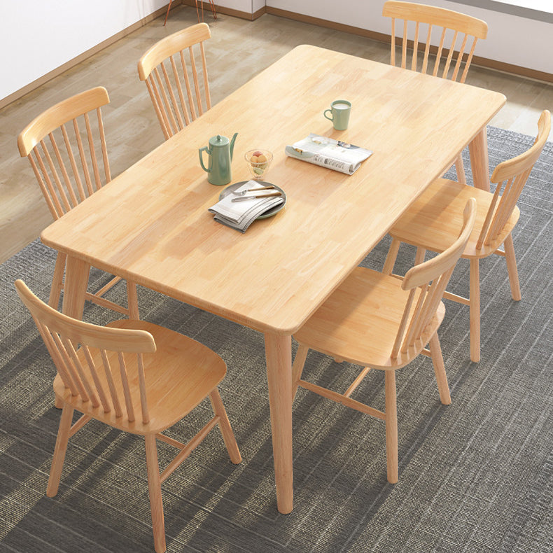 Modern Wood Dining Table Set of 5/7 with Rectangle Table Dining Set with Winsor Chairs