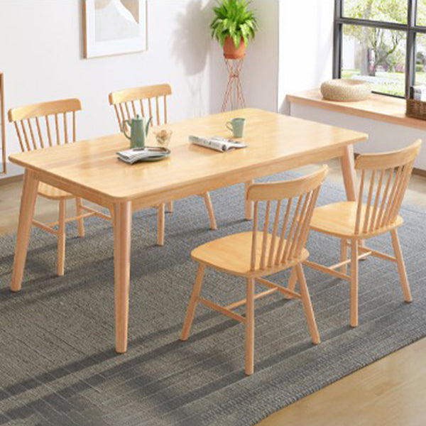 Modern Wood Dining Table Set of 5/7 with Rectangle Table Dining Set with Winsor Chairs