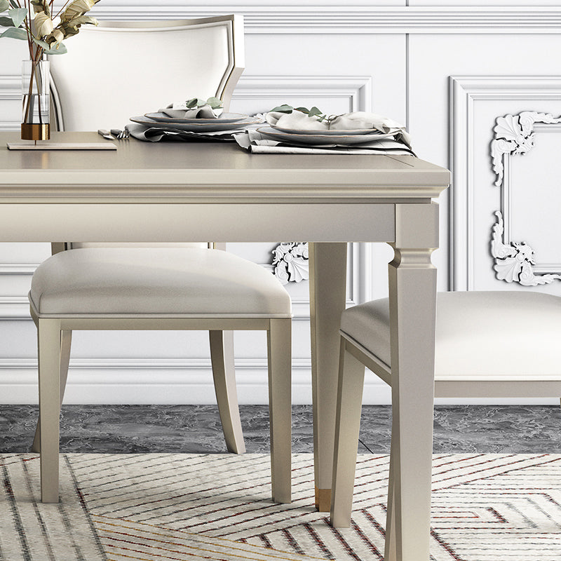 Modern Golden Wood Table Set of 5/7 with Rectangle Table Dining Set with Leather Chairs