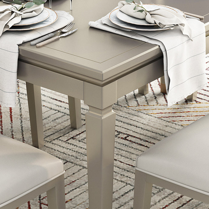 Modern Golden Wood Table Set of 5/7 with Rectangle Table Dining Set with Leather Chairs