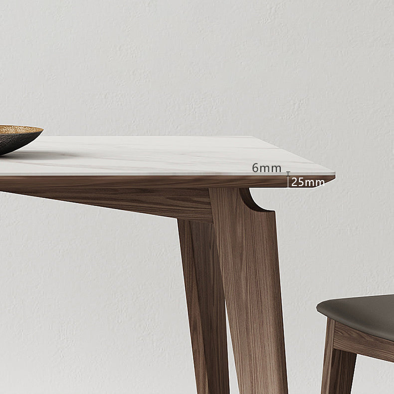 Minimalist Rectangle Sintered Stone Dining Table for 4/ 6with Wooden Base Dining Set for Restaurant