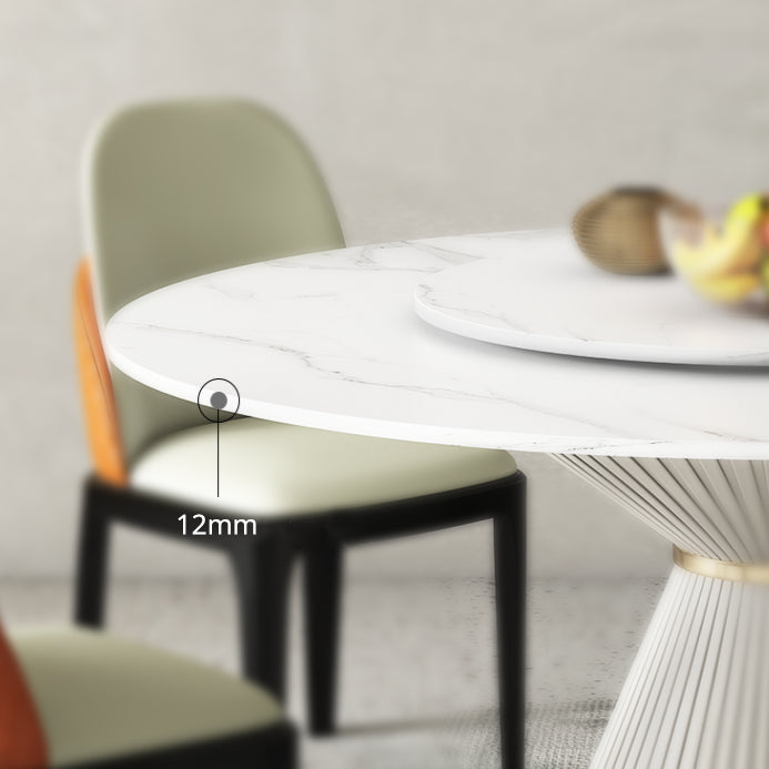 Nordic Round Sintered Stone Dining Table for 4/6 with Pedestal Base Dining Set for Restaurant