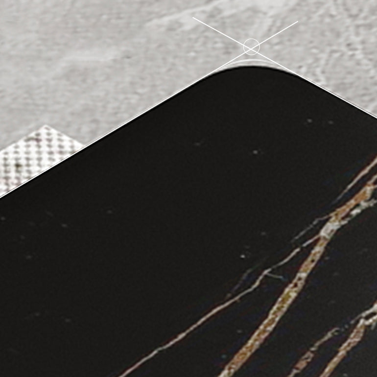 Set de comedor de piedra sinterizada blanca y negra moderna forma rectángulo de comedor estándar para cocina