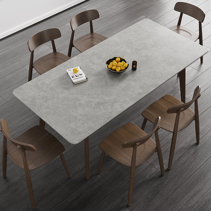 Conjunto de comedor estándar de piedra sinterizada contemporánea Juego de comedor gris rectángulo para cocina