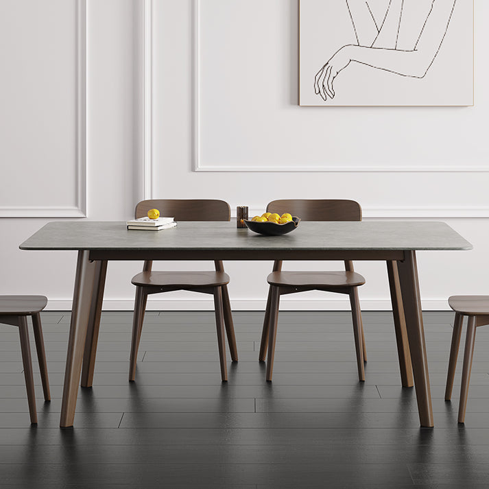 Conjunto de comedor estándar de piedra sinterizada contemporánea Juego de comedor gris rectángulo para cocina
