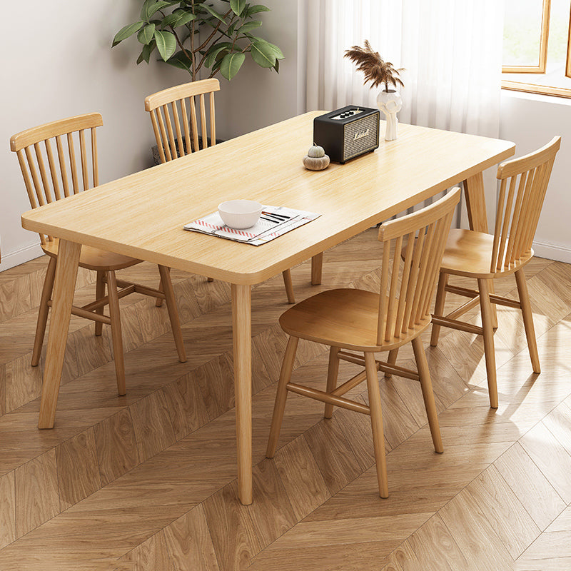 Modern Solid Wood Rectangle Shape Dining Set Khaki Standard Dining Set for Kitchen