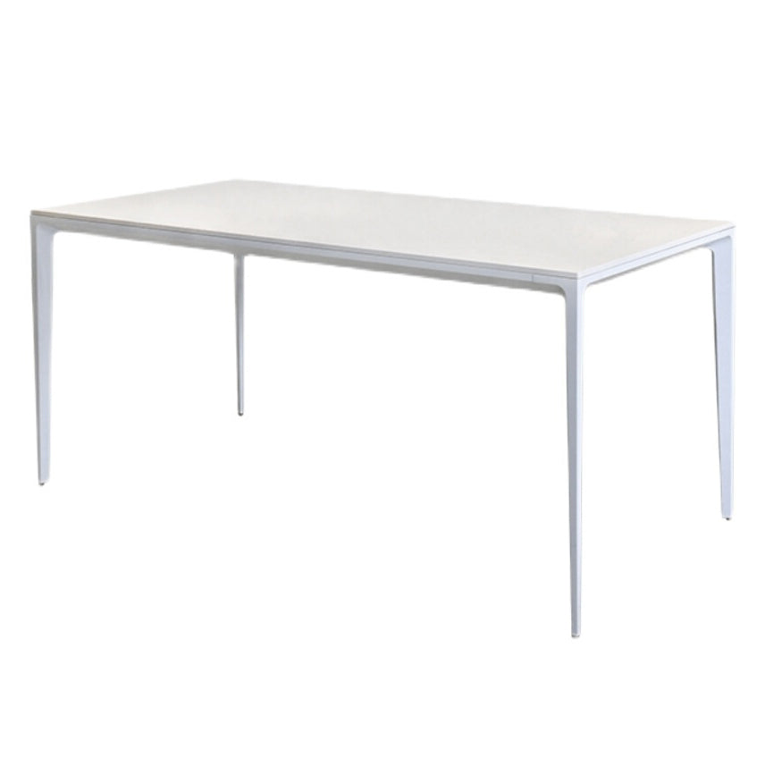 Contemporary Sintered Stone Top Kitchen Dining Set Rectangle Shape Standard Dining Set in White