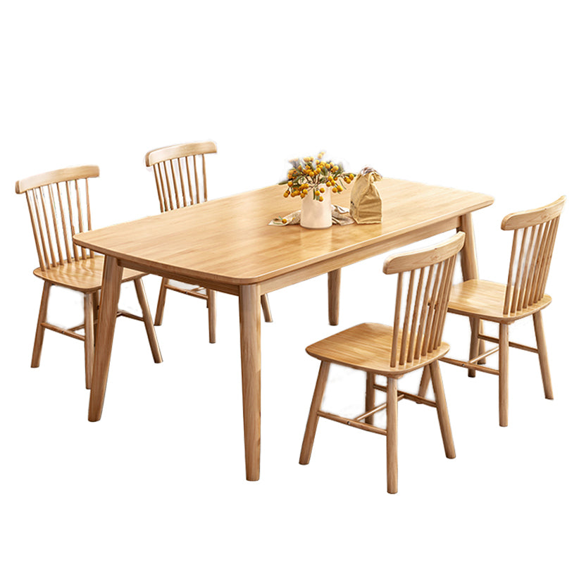 Minimalist Style Solid Wood Dining Table Set of Rectangle Shape Formal Dinette Set