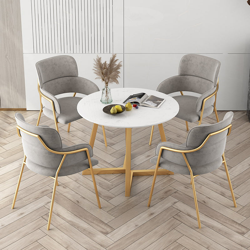 Traditional Faux Marble Top Dining Set with Gold Metallic Legs for Dining Furniture