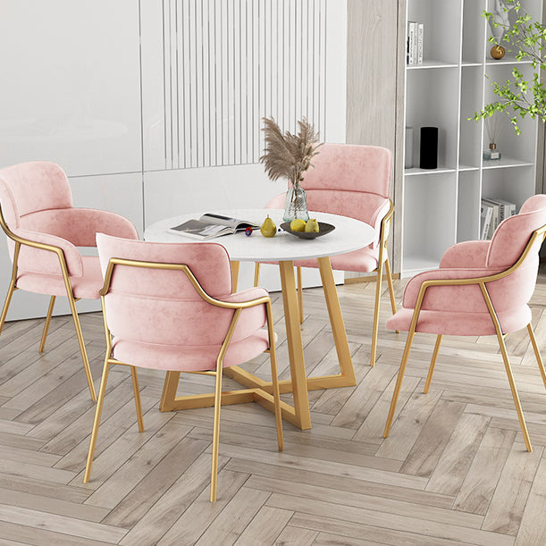 Traditional Faux Marble Top Dining Set with Gold Metallic Legs for Dining Furniture