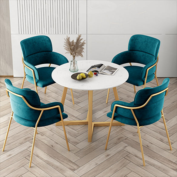 Traditional Faux Marble Top Dining Set with Gold Metallic Legs for Dining Furniture