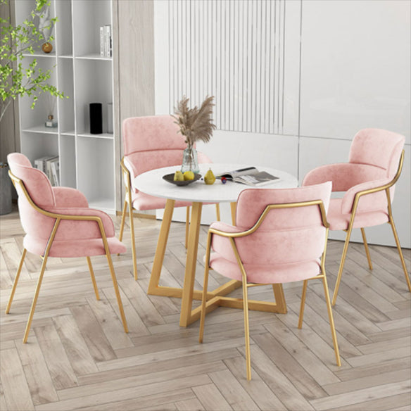 Traditional Faux Marble Top Dining Set with Gold Metallic Legs for Dining Furniture