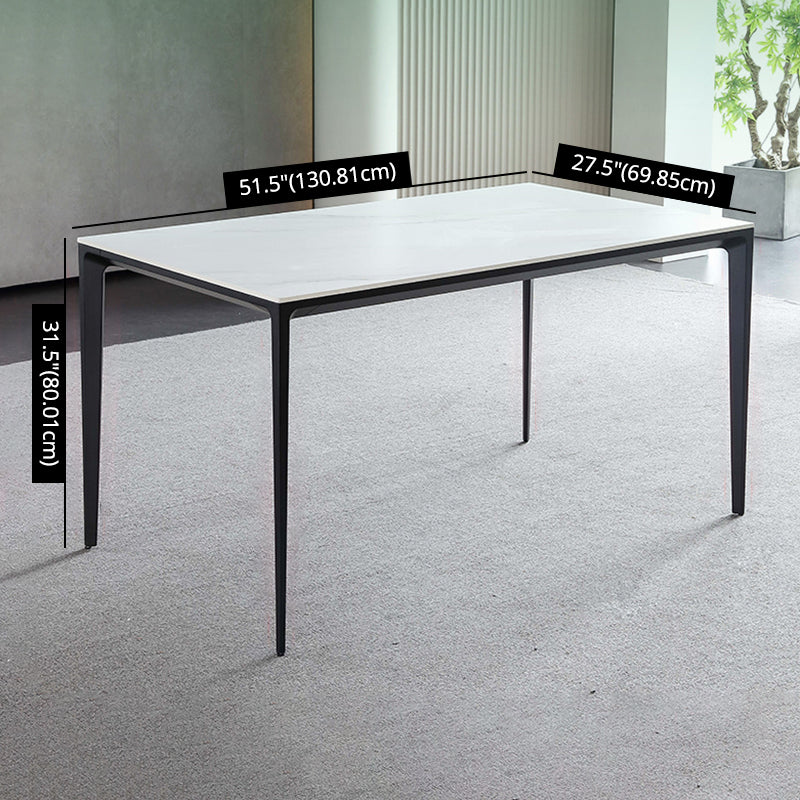 Standardhöhe Sintered Stone Top Ess -Set mit 4 schwarzen metallischen Beinen für Essmöbel