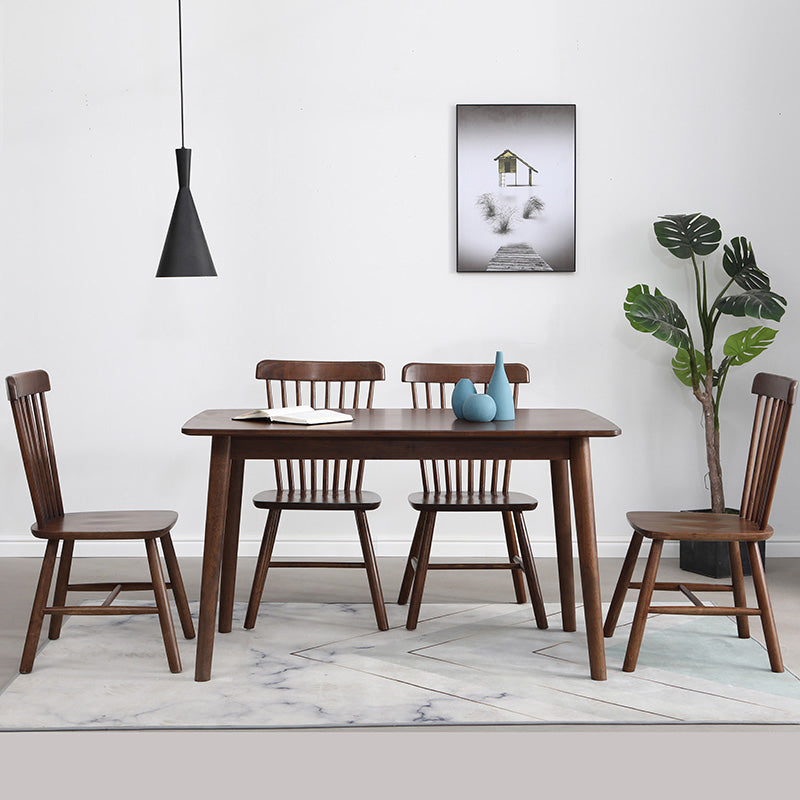 Contemporary Solid Wood Rectangle Shape Dining Furniture 4 Wood Legs Formal for Dining Furniture