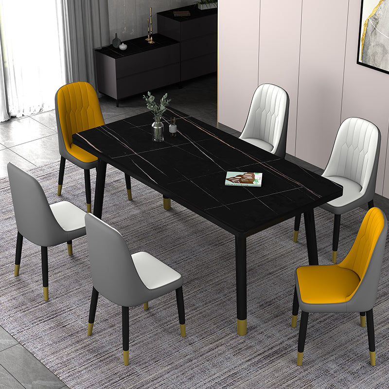 Dining Room Set Nordic Sintered Stone Rectangular Dining Table with Trestle Base