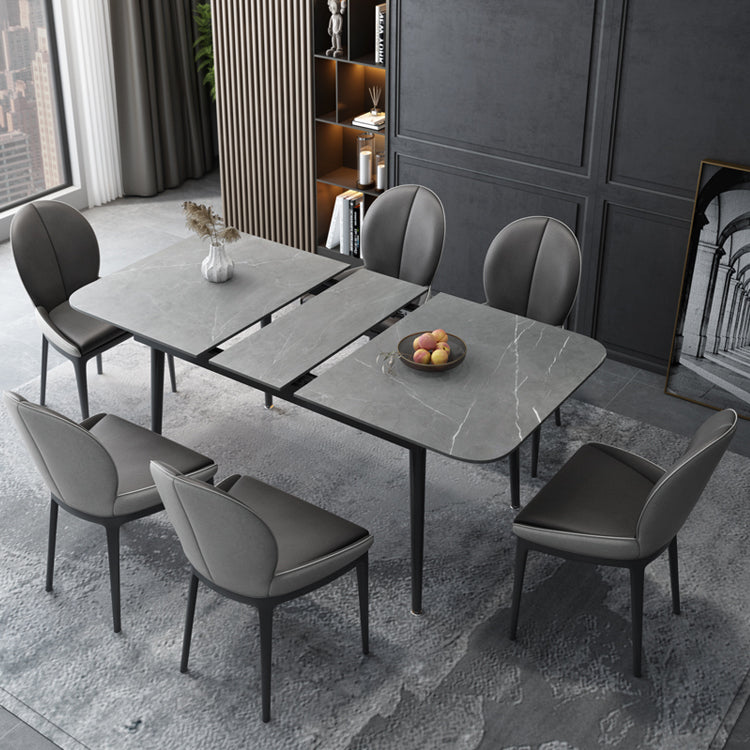 Modern Style Sintered Stone Dining Table Set Extendable Rectangular Dining Table with Trestle Base