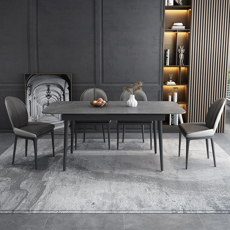 Modern Style Sintered Stone Dining Table Set Extendable Rectangular Dining Table with Trestle Base