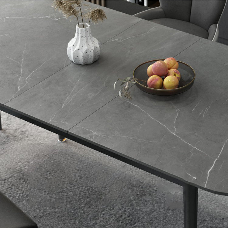 Modern Style Sintered Stone Dining Table Set Extendable Rectangular Dining Table with Trestle Base