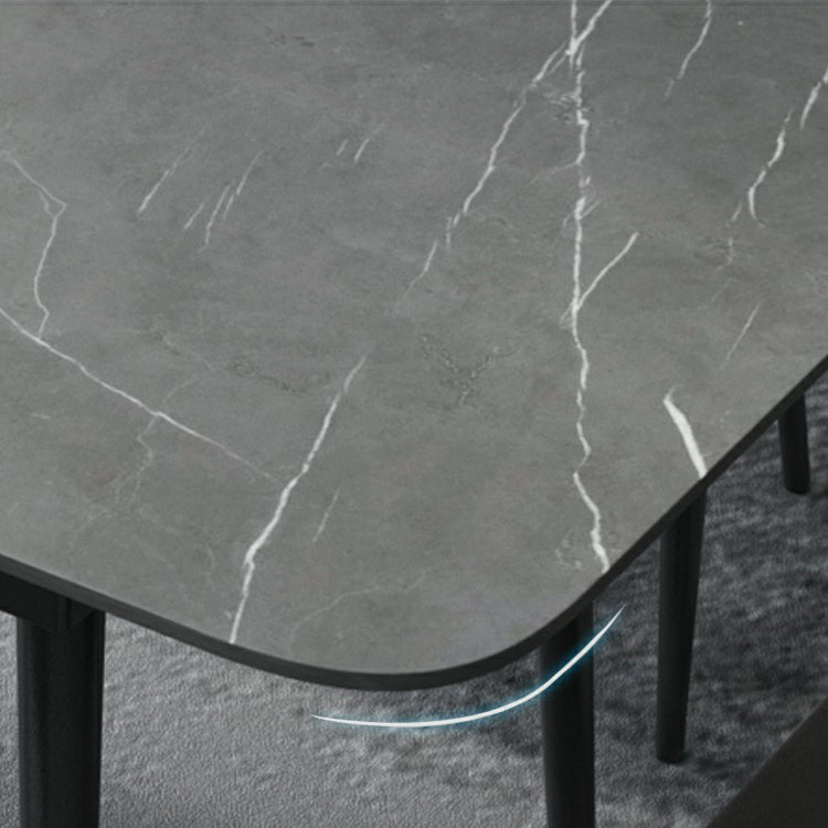 Modern Style Sintered Stone Dining Table Set Extendable Rectangular Dining Table with Trestle Base