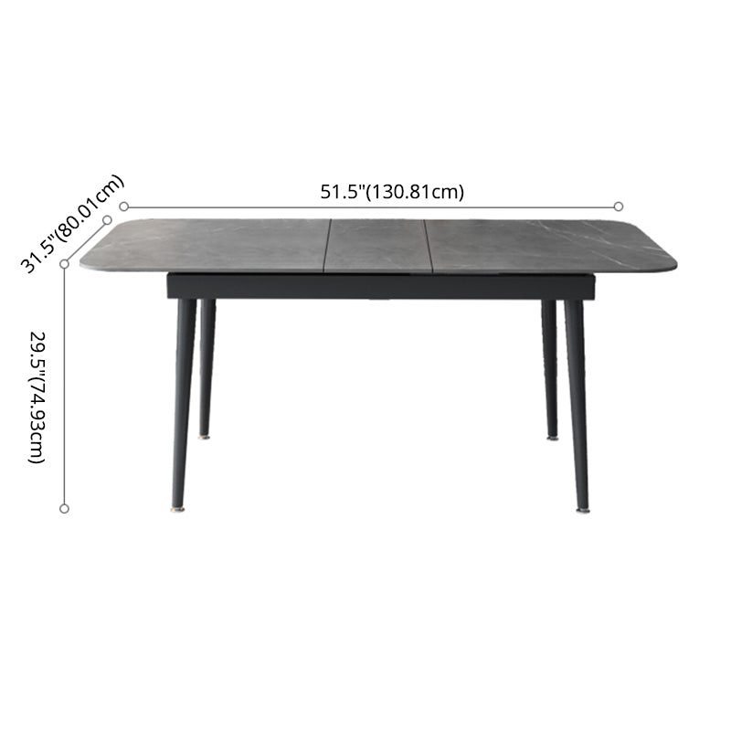 Modern Style Sintered Stone Dining Table Set Extendable Rectangular Dining Table with Trestle Base