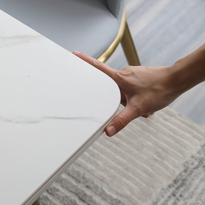 Scandinavian Style Sintered Stone Rectangle Dining Set with 4 Gold Legs Base