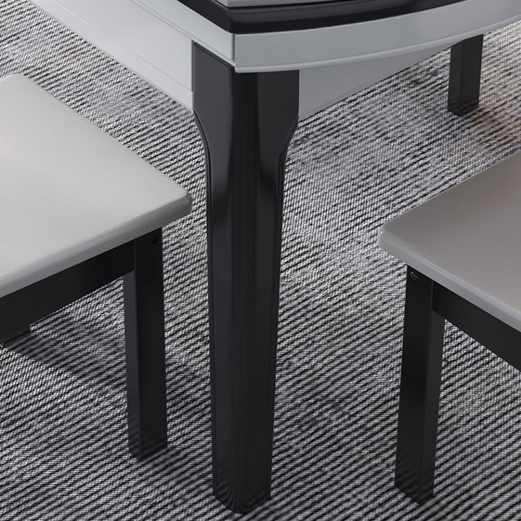 7 Pcs Modern Dining Room Set with Round Table and 4 Legs Base Dining Set with Armless Chairs